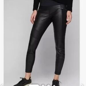 EUC Athleta Genuine Leather Mixed Media Ponte Moto Leggings Size…